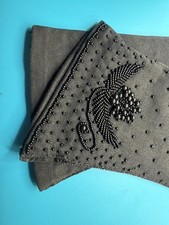 VINTAGE Black BEADED NYLON stretch LADIES EVENING Gloves OS. Opera gloves.