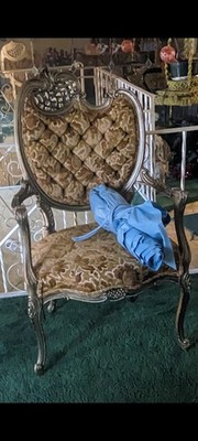 Vintage! Set of Two Vintage French Inspired Art Deco Armchair. Carved Wood.
