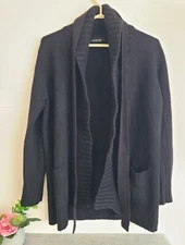 Holt Renfrew Open Wool Cardigan Coat Size M Black