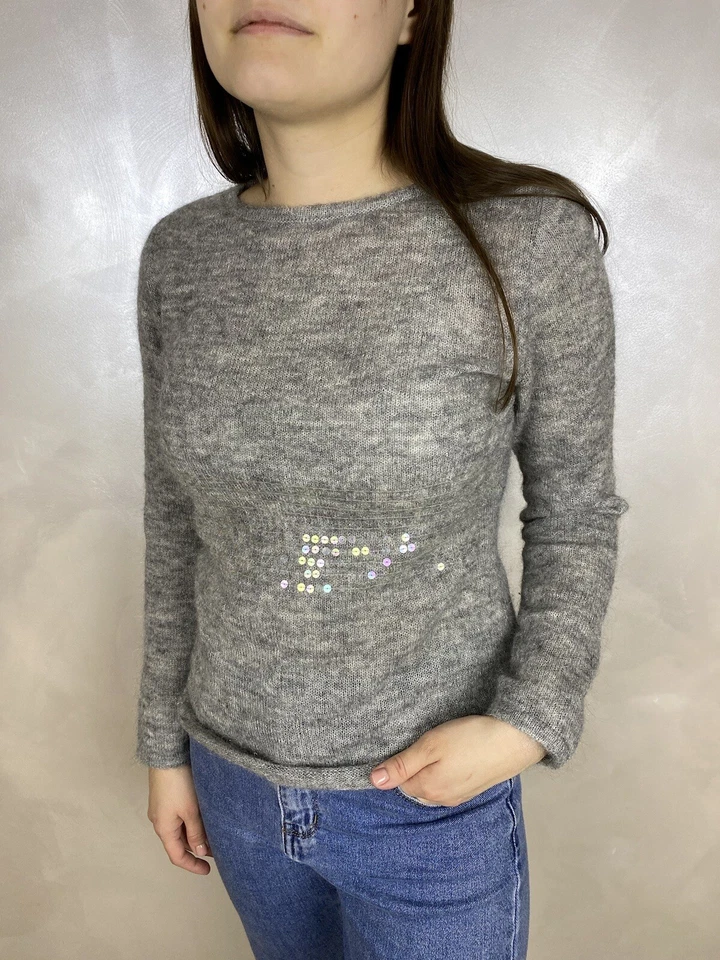 Yves Saint Laurent женщин Mohair свитер джемпер серый украшенный Японии редкая YSL - Изображение 2 из 4