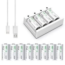 KBT 8-Pack CR123A Battery Charger, 3.7V 750mAh Rechargeable Battery, Fast Cha...