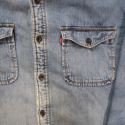 Levi's Fleece Lined Denim Shirt Men's XL Distressed Rip Long sleeve button front - Picture 7 of 14