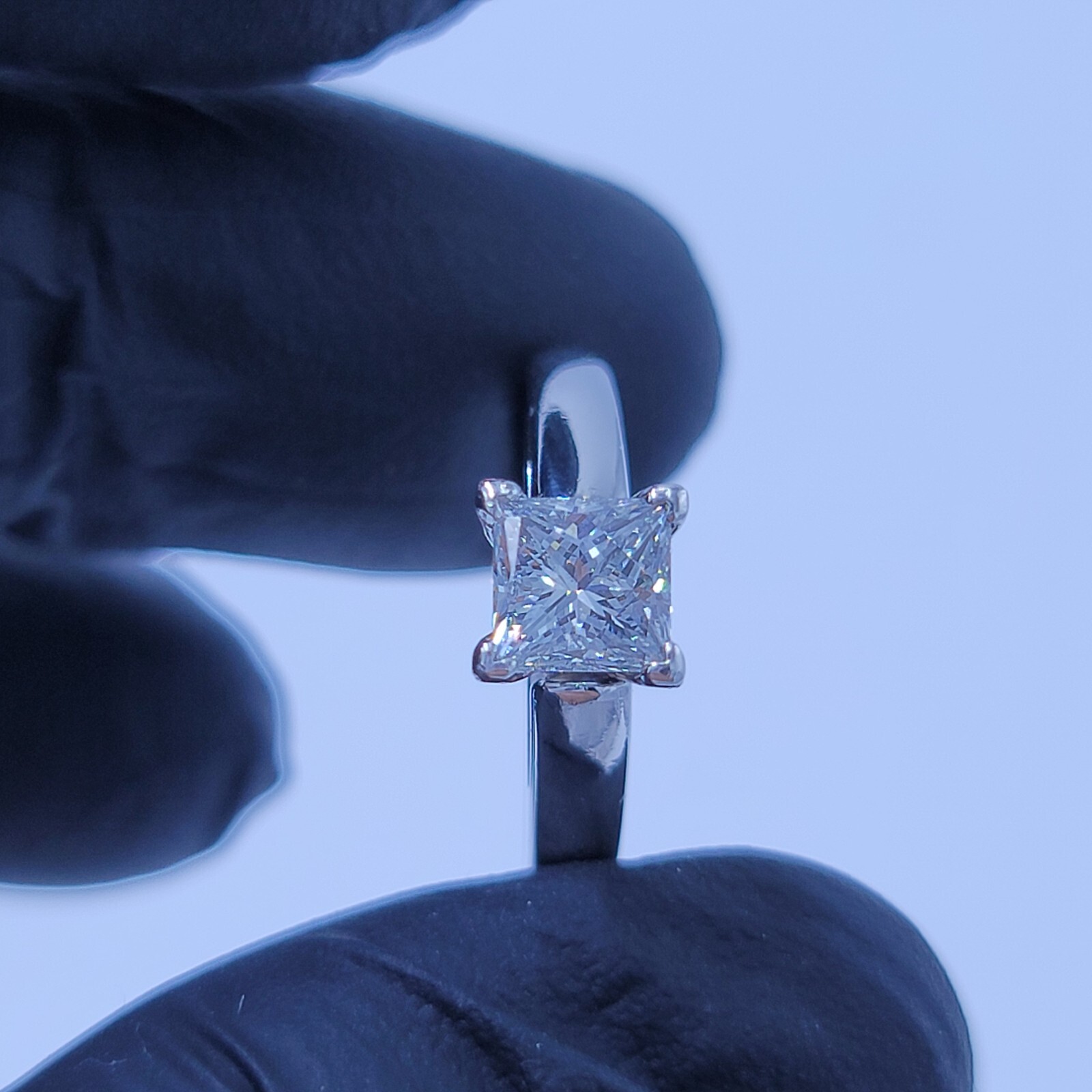 platinum princess diamond solitaire ring size 6.75 - image 9