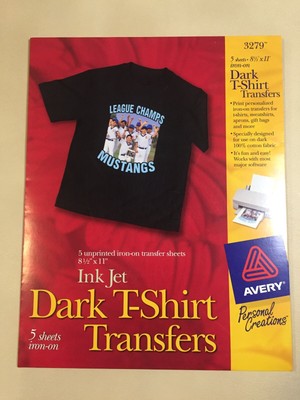 AVERY Ink Jet Dark T-Shirt Transfers 5 Sheets 8 1/2