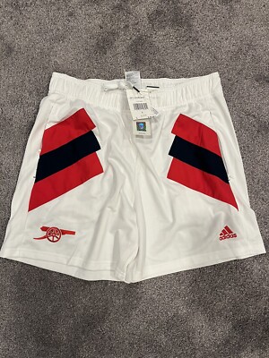 Adidas Arsenal Football Club AFC Icon Shorts Mens Size Large White HT7150