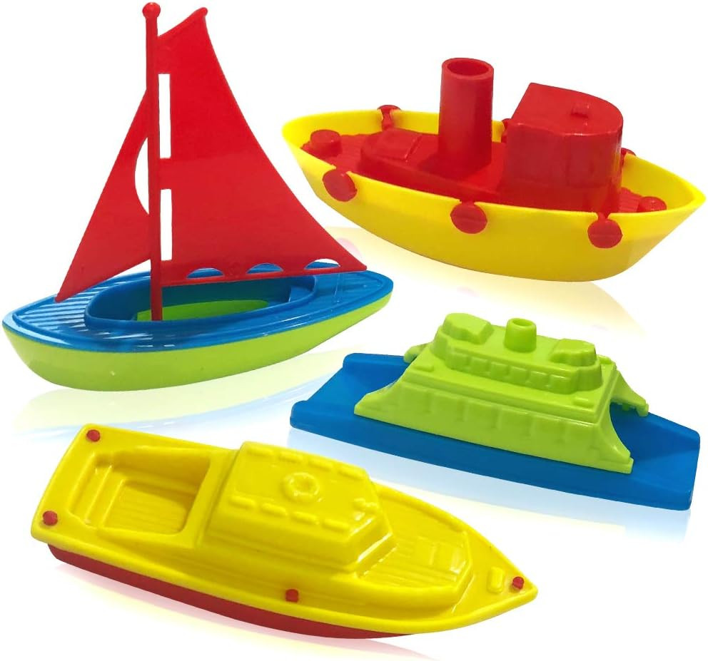 Toy Boat Bath Toys for Kids & Toddlers, Set of 4, Kids Pool Toys f