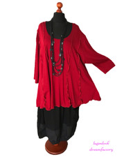 Lagenlook A-Linie-Shirt Rollsäume bordeaux Jersey GERADE 46,48,50,52,XL,XXL,XXXL