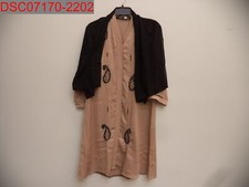 NWOT - Women's Tan Beaded Dress with Black Wrap, Size L