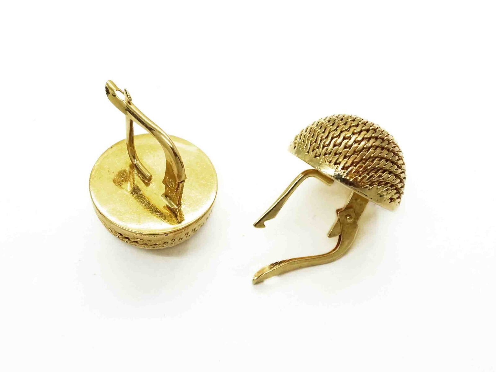 Button Weave Pattern Dangle Earrings 18k Gold 7.8… - image 4