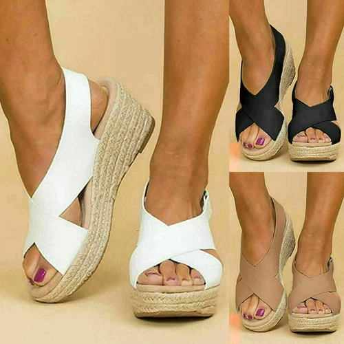 Sandalias de mujer plataforma zapatos tacón de cuña ocio cómodas sandalias DE - Imagen 1 de 8