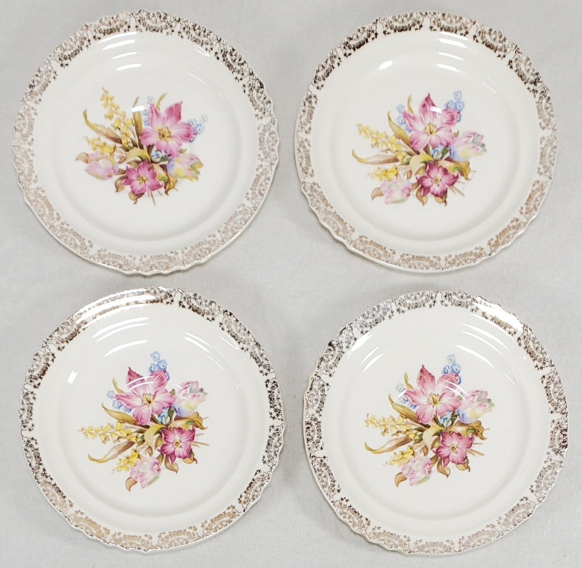 Set of 4 French Saxon China CO Saucers 22K Gold trim USA | eBay
