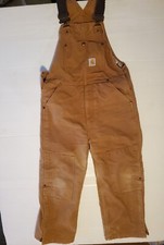 Carhartt Insulated Quilted Bib Overalls Youth Size 10 Brown Double Knee Read