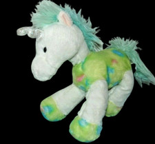 2015 Aurora Unicorn White with Tie Dye Green Blue Pink Plush 12"