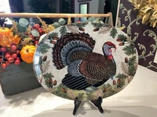 JOHN DERIAN CO LARGE TURKEY THANKSGIVING SERVING PLATTER PLATE 19" x 14 1/2" New