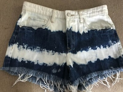 Blank NYC The Barrow Vintage High Rise Shorts 27 Blue Bleached
