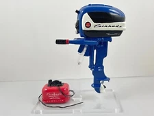 Miniature Outboard Motor, Blue 1957 Evinrude 18 HP, with Acrylic Display Stand