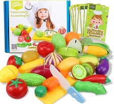 Cutting Play Food Sets for Kids Kitchen, Pretend Food Playset Fruits  Vegetable