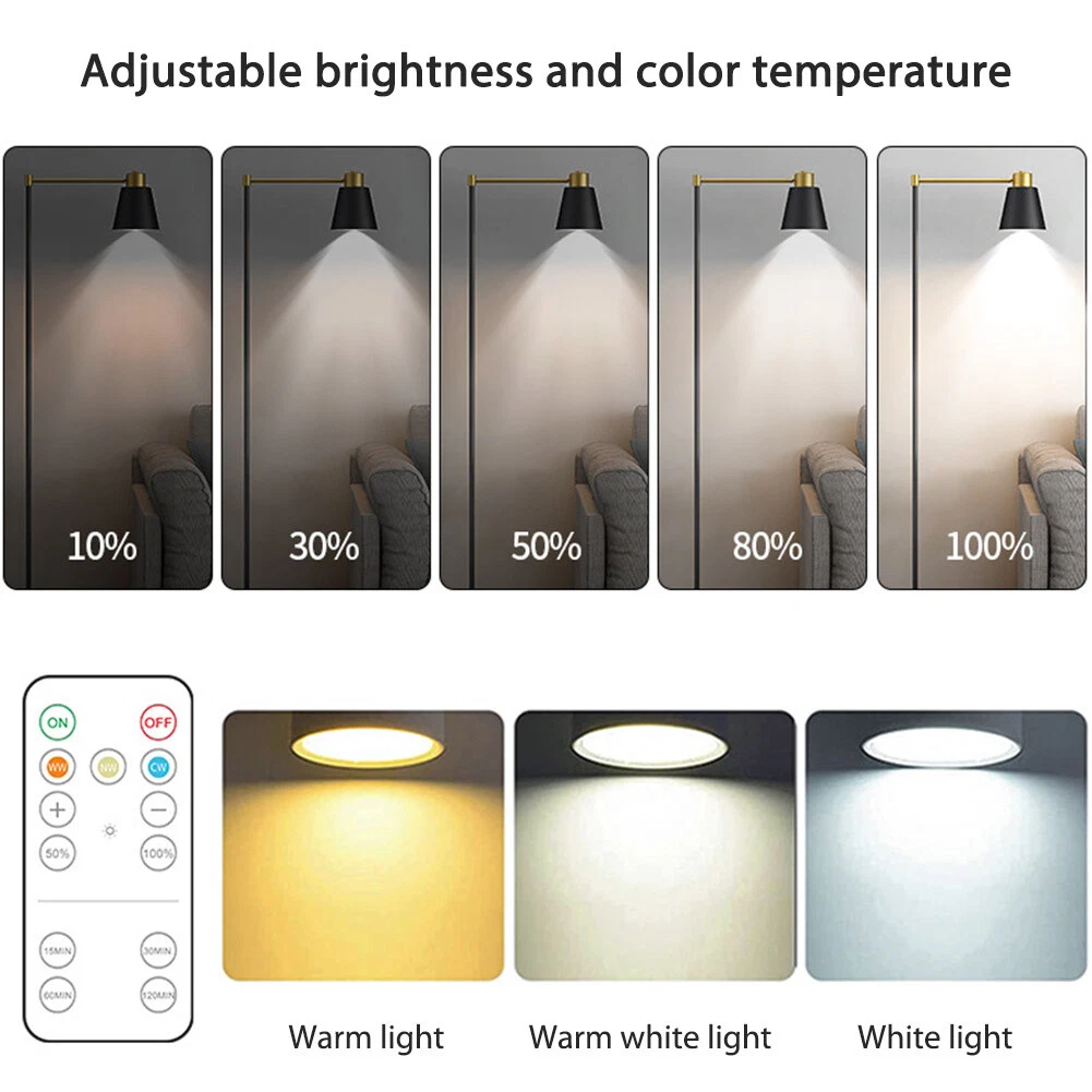 Dimmable LED Puck Light with E26 E27 Screw Remote Control Wall