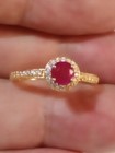 NATURAL NOT ENHANCED RUBY 1.02 CT 925 SILVER 14K GOLD PLATED RING SIZE 8 ACCENTS — photo 5