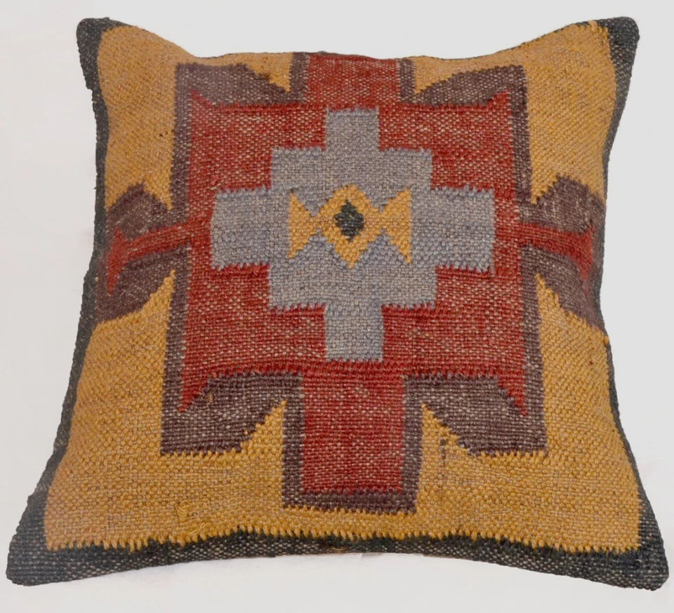 4 pcs Lot 18x18" Square Jute Cushion Cover Handmade Throw Home Decor Pillow Case - Image 2 of 4