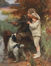 Arthur John Elsley  His First Shot Giclee Canvas Print Various Sizes