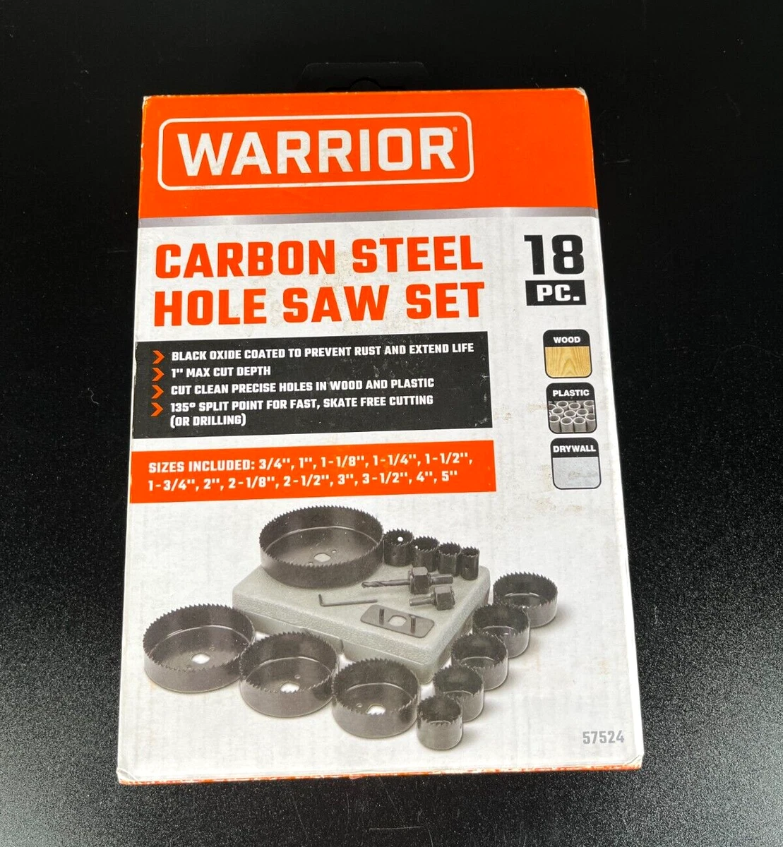 Warrior Carbon Steel Hole Saw set 18 pc. 57524