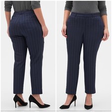 Banana Republic Size 2 Sloan Curvy Fit Navy Blue Striped Slim Ankle Dress Pants