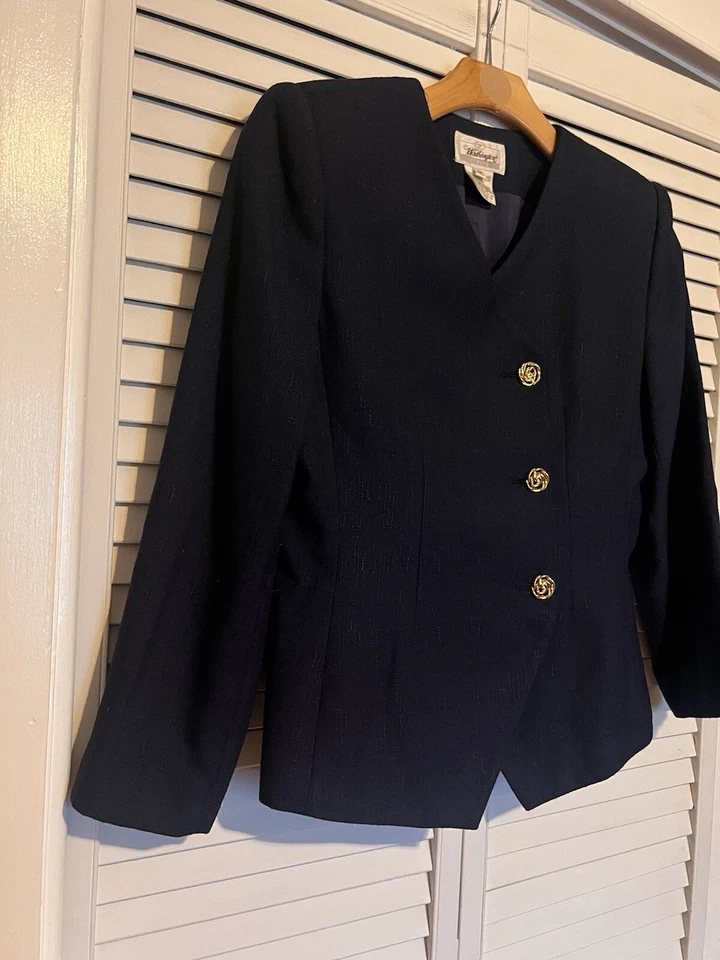 Chaqueta Blazer WORTHINGTON Para Mujer Talla 10P 10 Pequeña De Colección Botones Descentrados Foto 2 de 4