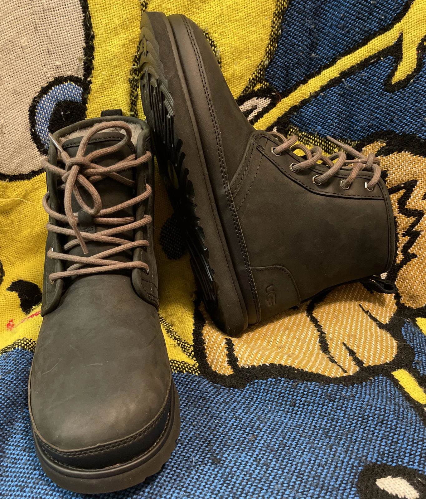 UGG MENS BLACK TNL HARKLEY WEATHER WATERPROOF LEATHER BOOTS 1017238 Sz 7