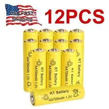 12Pcs Ni-MH AA 1.2v Rechargeable Battery 700mAh Cell for Garden Solar Light Lamp