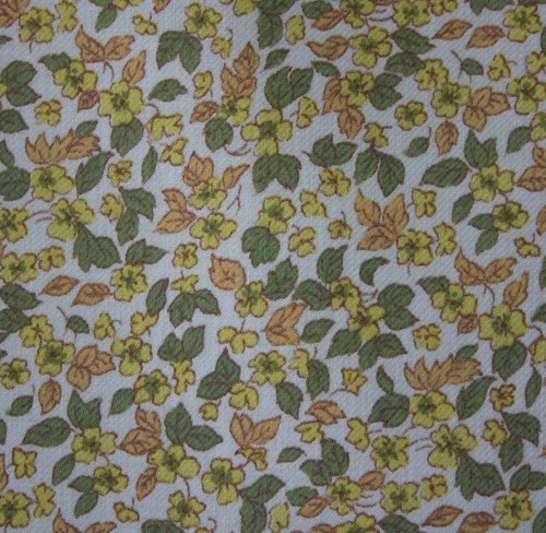 vintage 1950s Clydella tiny yellow floral & leaf print cotton twill dress fabric