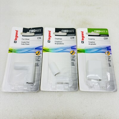 Lot of 3  NIP  Legrand Cordmate Wiremold C16/C19/C59 Flat Elbow Couplings x2