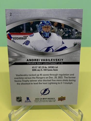 23-24 ANDREI VASILEVSKIY Tampa Bay Lightning cubierta superior MVP Silver Script #2 - Imagen 2 de 2