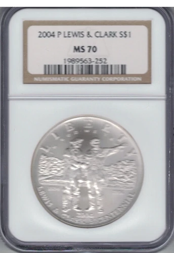 2004 P  LEWIS AND CLARK $1 COMMEMORATIVE  MS70  GRADED BY NGC