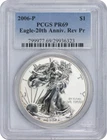 2006-P $1 American Silver Eagle 20th Anniversary Reverse PR69 PCGS