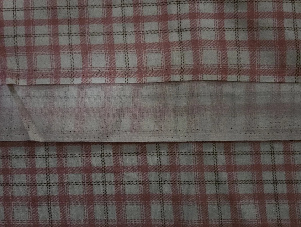 Tela de costura vintage rosa y marrón a cuadros 1/2 yarda x 44" algodón artesanal edredones Foto 4 de 4