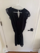 Express Black Cocktail Dress Women’s L Flutter Sleeves
