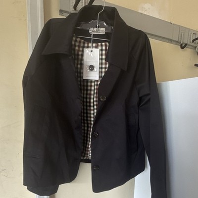 ELLEVEN Women's Black Button-Front Collared Jacket w/ Pockets, M, E323