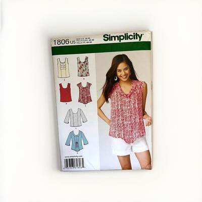 Simplicity 1806 Pullover Top Sewing Pattern Plus Size 16-24 Women's Uncut