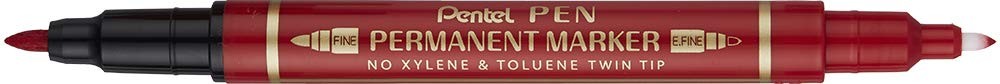 Pentel N75W Permanent Marker Twin Tip Red Pack of 12 7390₽