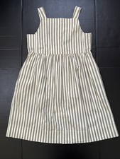 Everlane Organic Cotton Striped Overall Dress Midi Seersucker Square Neck Sz L