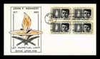 US COVER ABC CACHET JOHN F KENNEDY BLOCK OF 4 FIRST DAY OF ISSUE