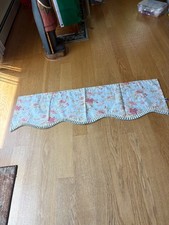 RLF Home Lined Valance Blue Floral Scalloped Ruffle Hem 50" X 15" Made in USA