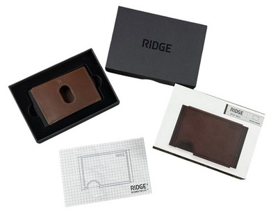 RIDGE Bifold Wallet Mens Whiskey Brown Full Grain Leather RFID Slim NEW