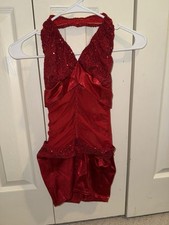 Red Costume With Sequins And Mesh Stomach-Kelle Size Teen