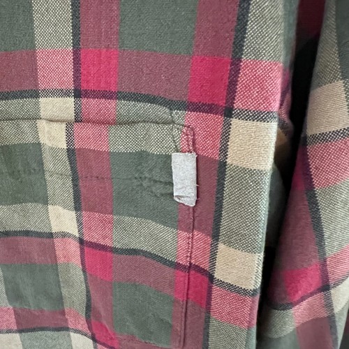 Stussy Mens Medium M Plaid Flannel Button Up Shirt Green Burgundy - Picture 4 of 8