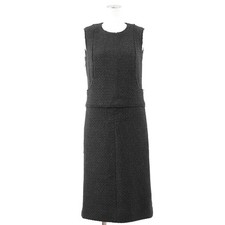 CHANEL Sleeveless Dress Size 38 Women 04A P24588 Wool x Angora Knit Charcoal