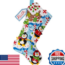 Bucilla Felt Applique 18" Stocking Kit, Winter Land Penguins, DIY Arts, 89627E