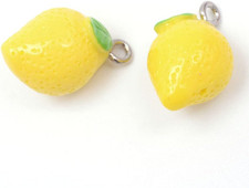 10Pcs 3D Resin Lemon Charms Fruit Theme Yellow Lemon Charms for Jewelry Making S