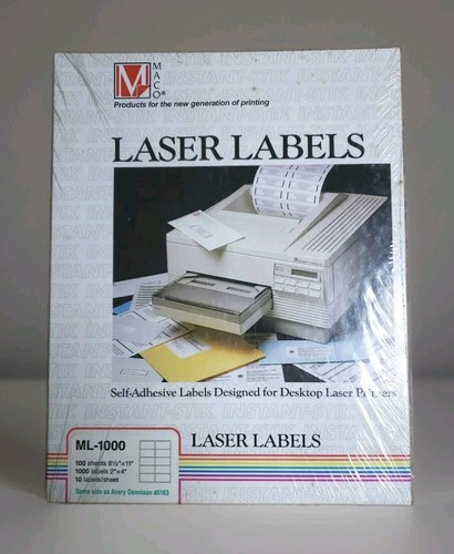 MACO ML1000 White Laser/Inkjet Shipping & Address Labels 2 x 4 (Box of 1000) NEW - 第 1/4 張圖片